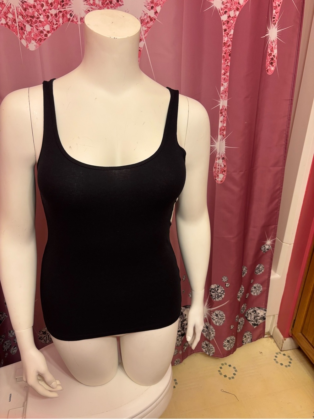 a new day Black Ribbed Scoop Tank Top